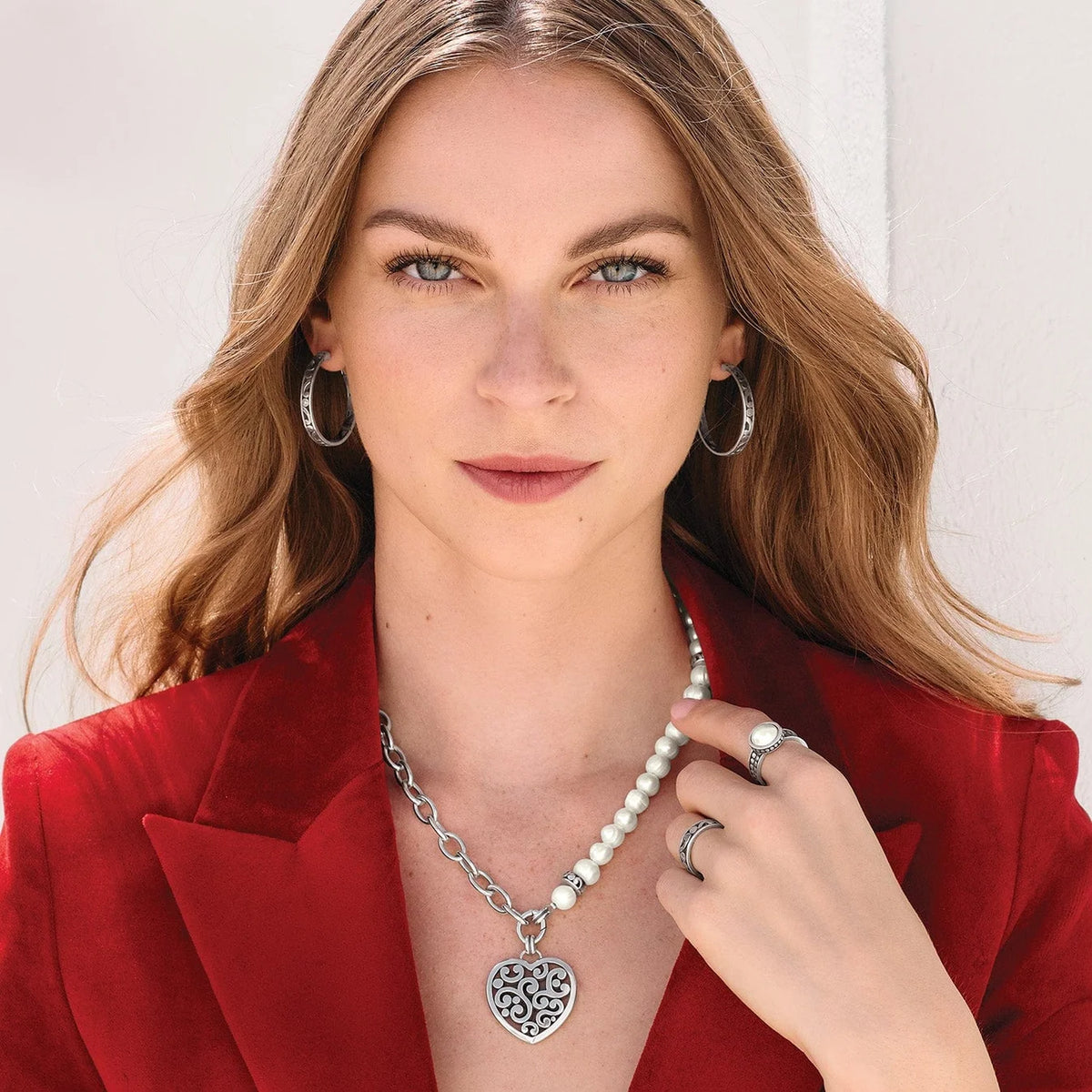 BRI Contempo Heart Pearl charm Necklace