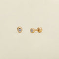 MBM CZ Bezel Live-In Stud Earrings