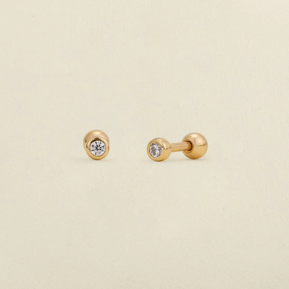 MBM CZ Bezel Live-In Stud Earrings