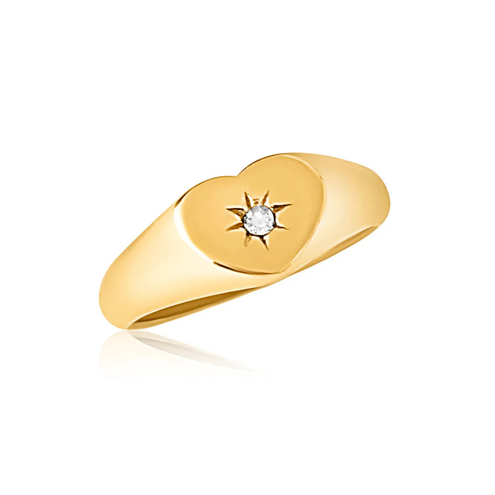 EV Vesper Heart Signet Ring