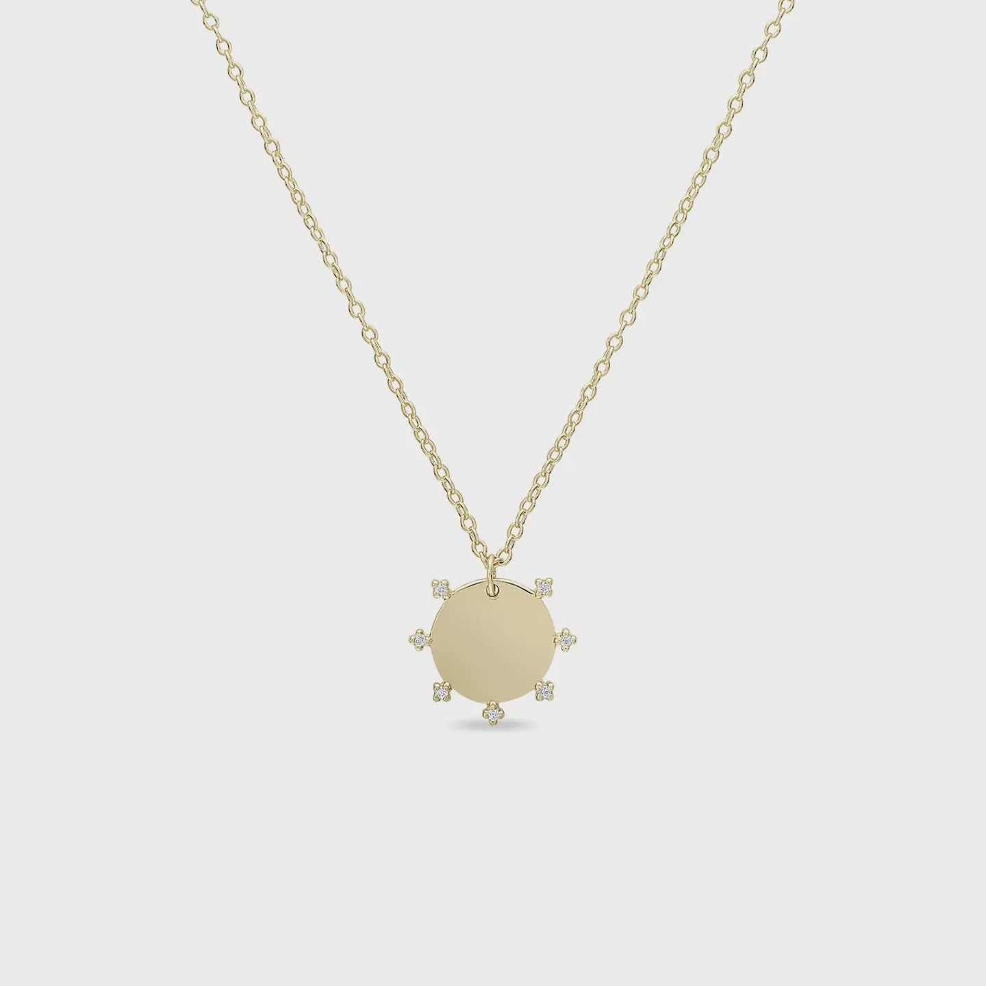 14k Vermeil CZ Halo Disc Pendant Necklace