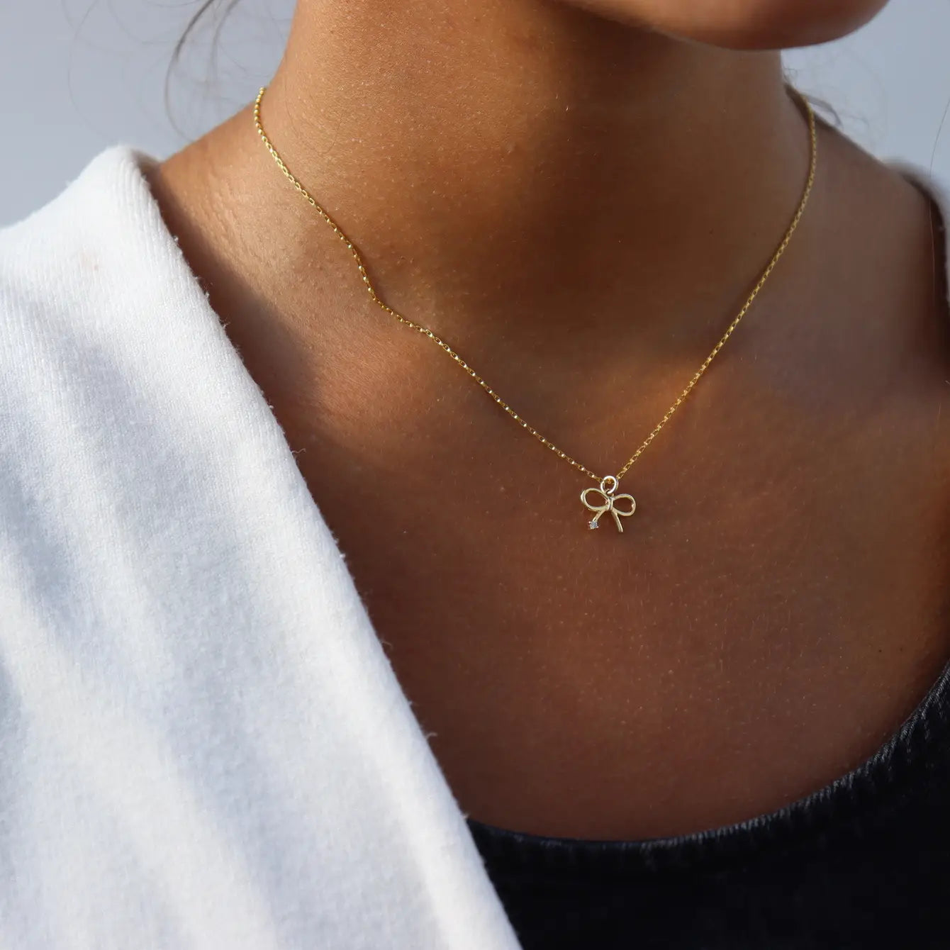 TKN Petite Bow Charm Necklace