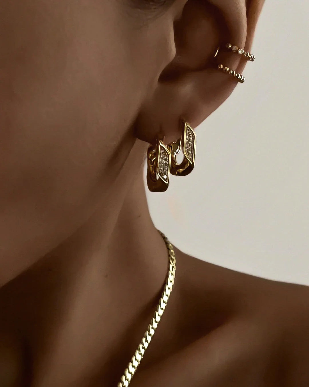 LAJ Pave Cuban Link Hoops