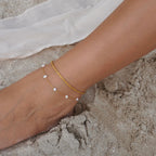 EV Rosette Pearl Chain Anklet