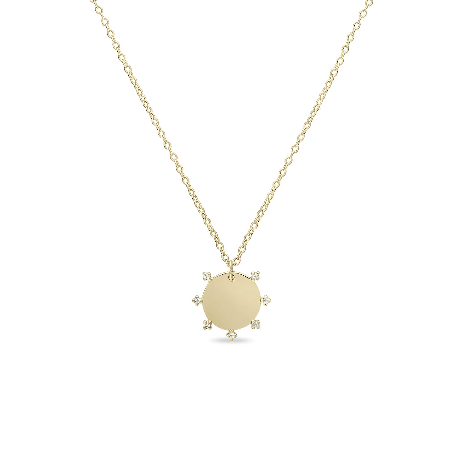 14k Vermeil CZ Halo Disc Pendant Necklace