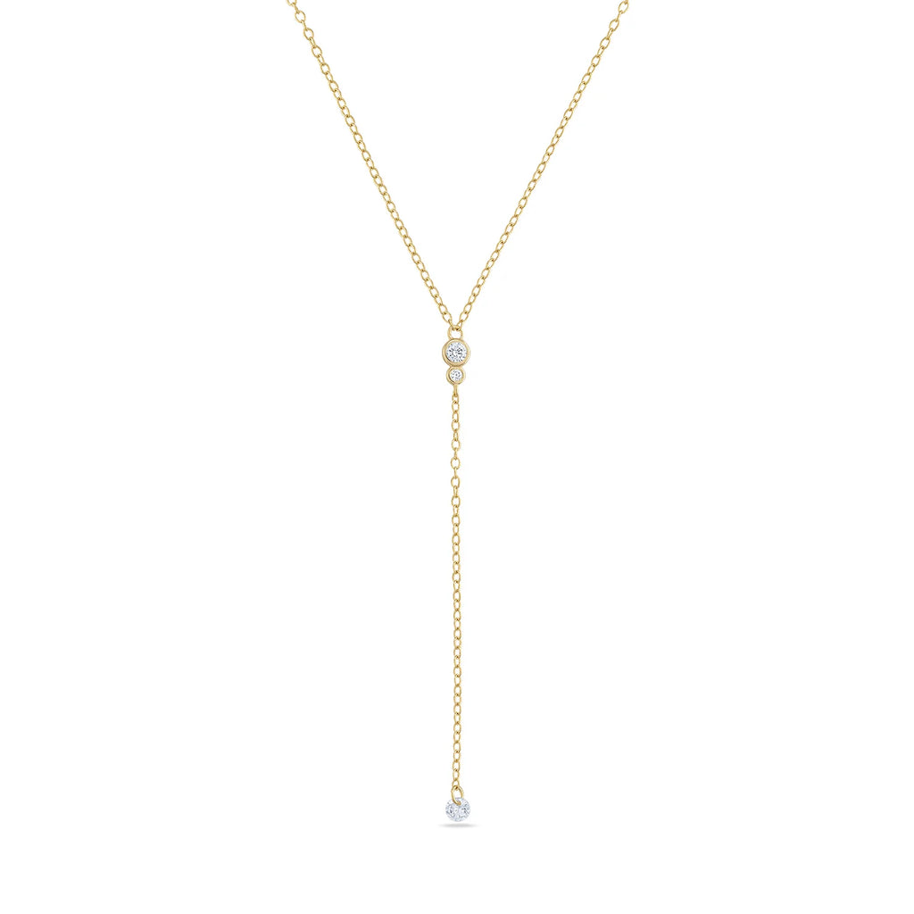 14k Vermeil CZ Stone Lariat Necklace