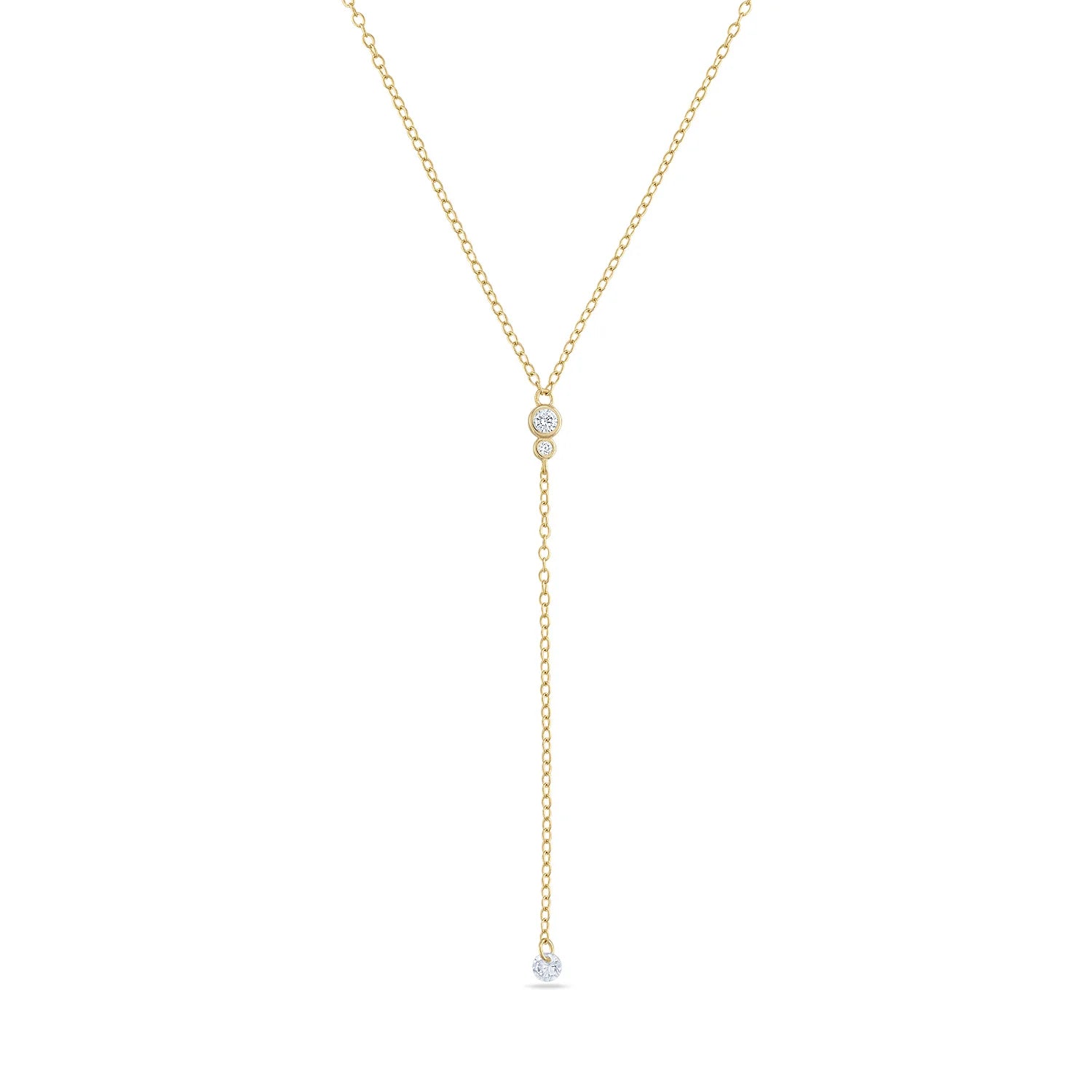 14k Vermeil CZ Stone Lariat Necklace
