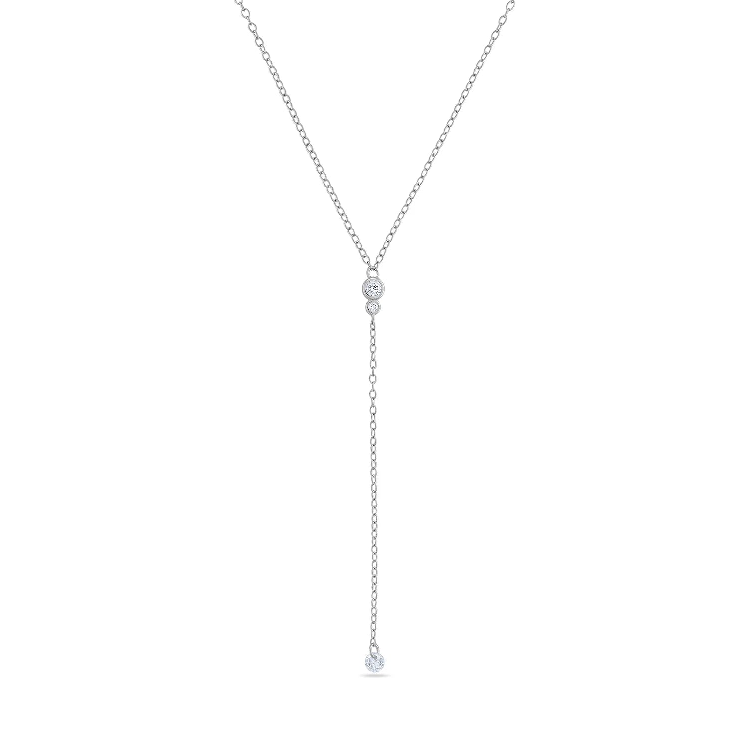 14k Vermeil CZ Stone Lariat Necklace