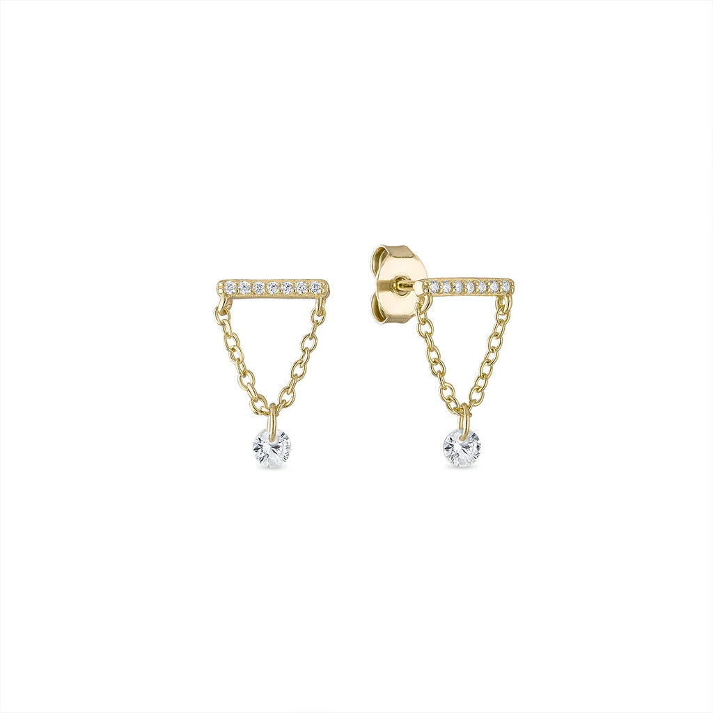 EV2 925 CZ Bar Drop Stud Earrings