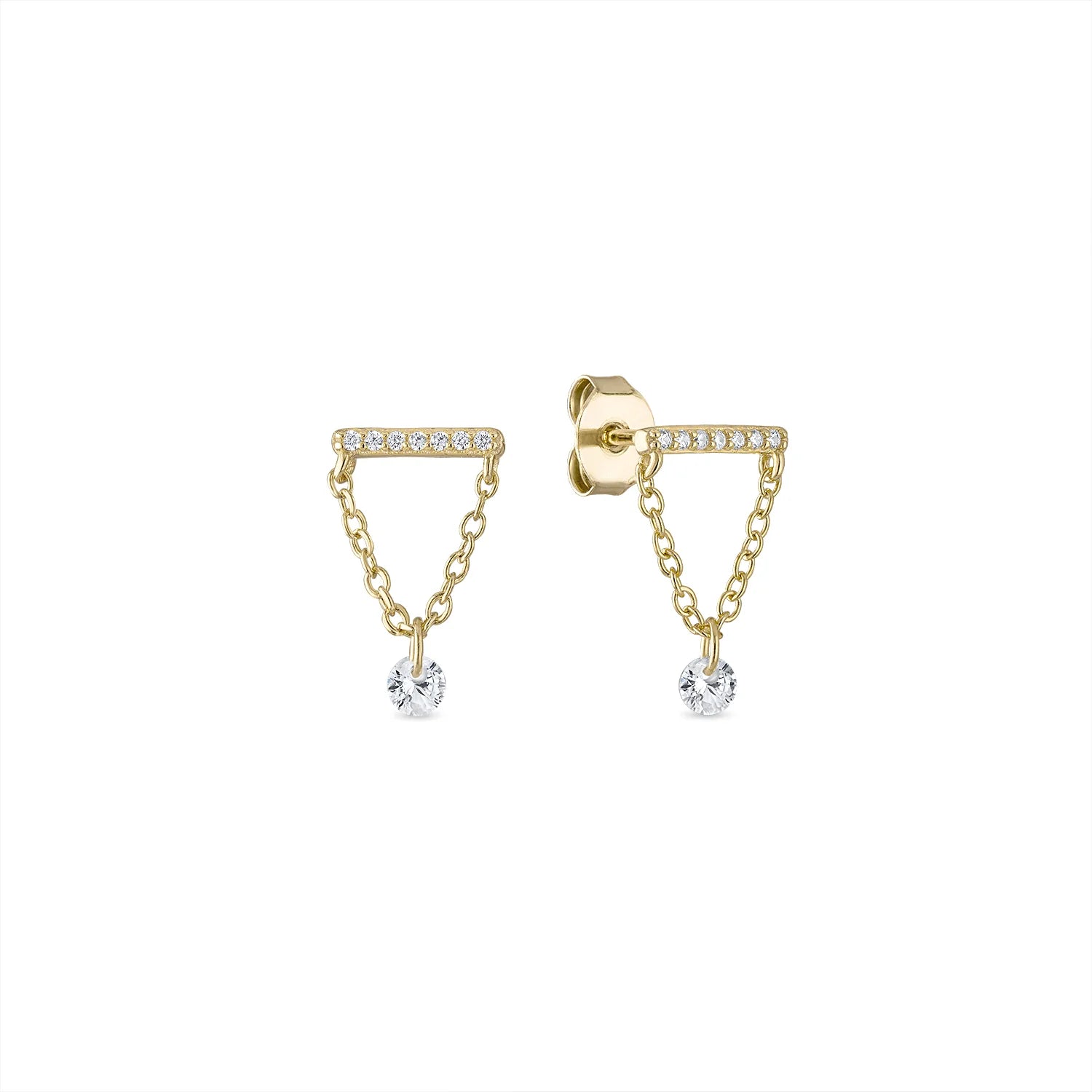 EV2 925 CZ Bar Drop Stud Earrings