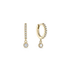 EV2 925 Huggie Earrings with Bezel CZ Drop