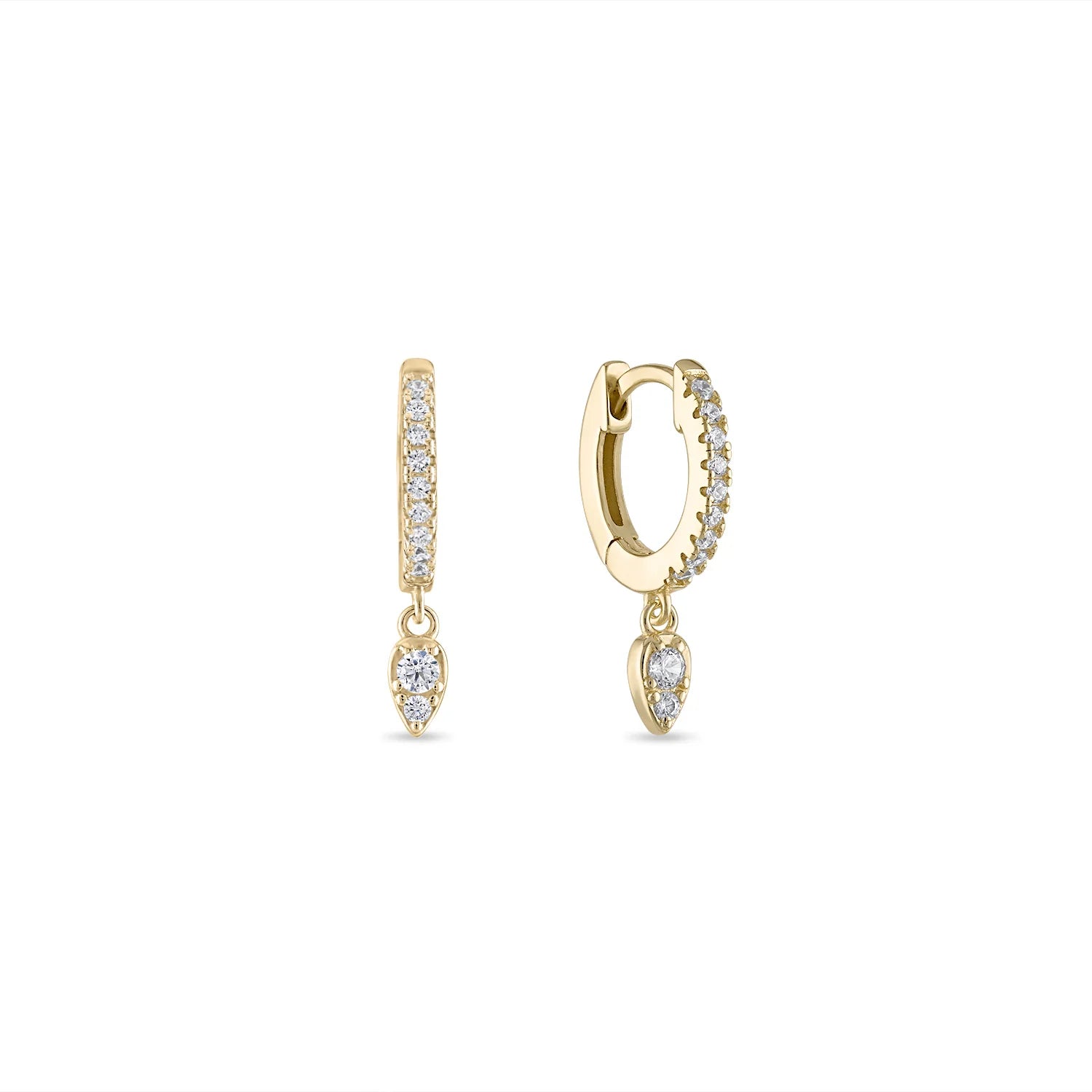 EV2 925 Teardrop Dangle Huggie Earrings
