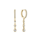 EV2 925 Dangle Drop Bezel CZ Huggie Earrings