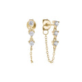 14k Vermeil CZ Dangle Chain Stud Earrings - Mini
