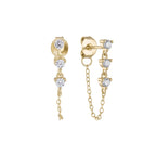 14k Vermeil CZ Dangle Chain Stud Earrings - Mini