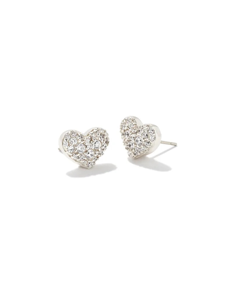 KS Ari Pave Crystal Heart Earrings