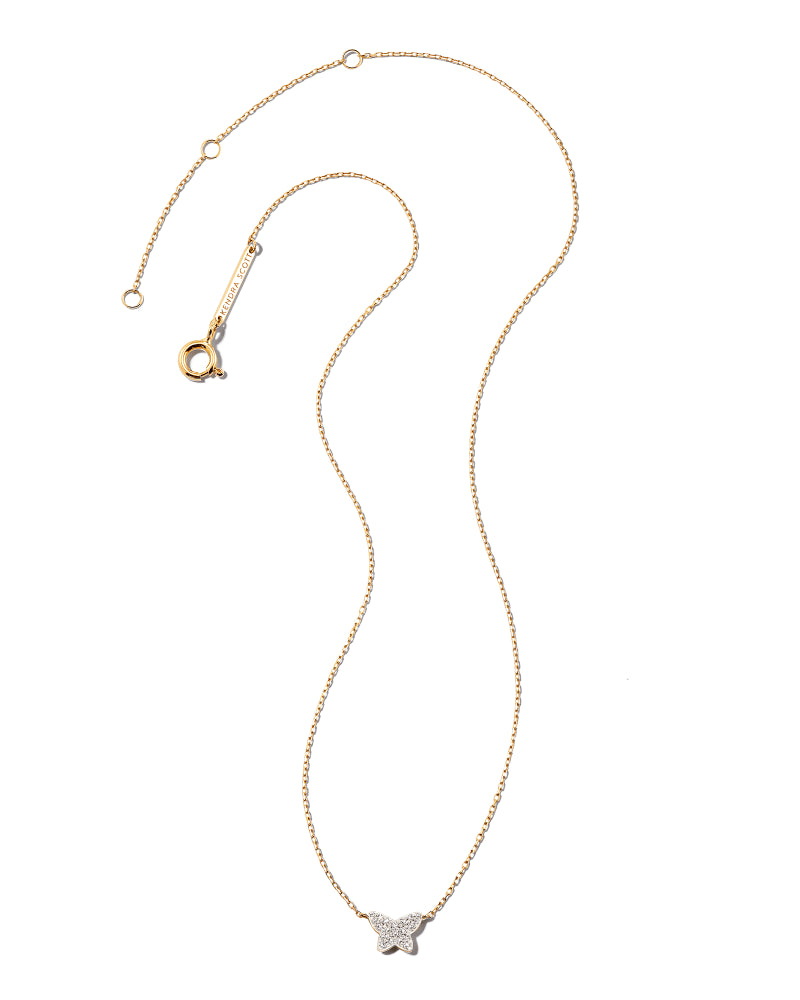 KS 14k Butterfly Pendant Necklace