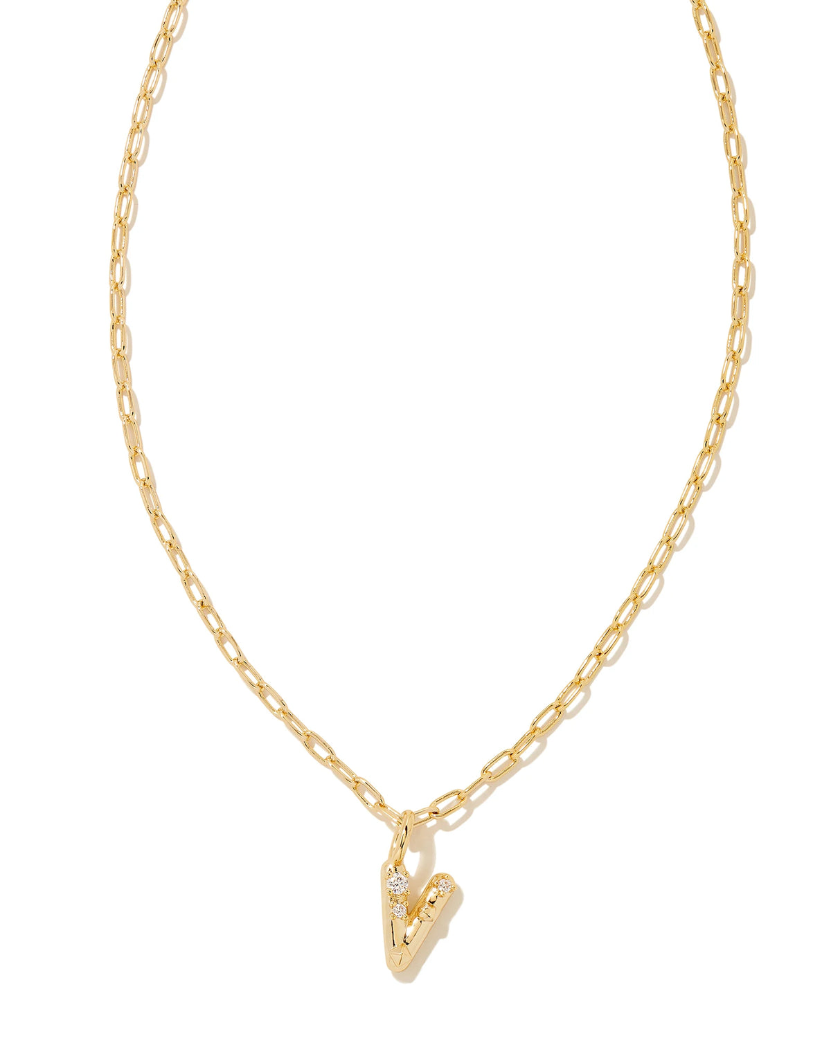 KS Crystal Letter V Necklace