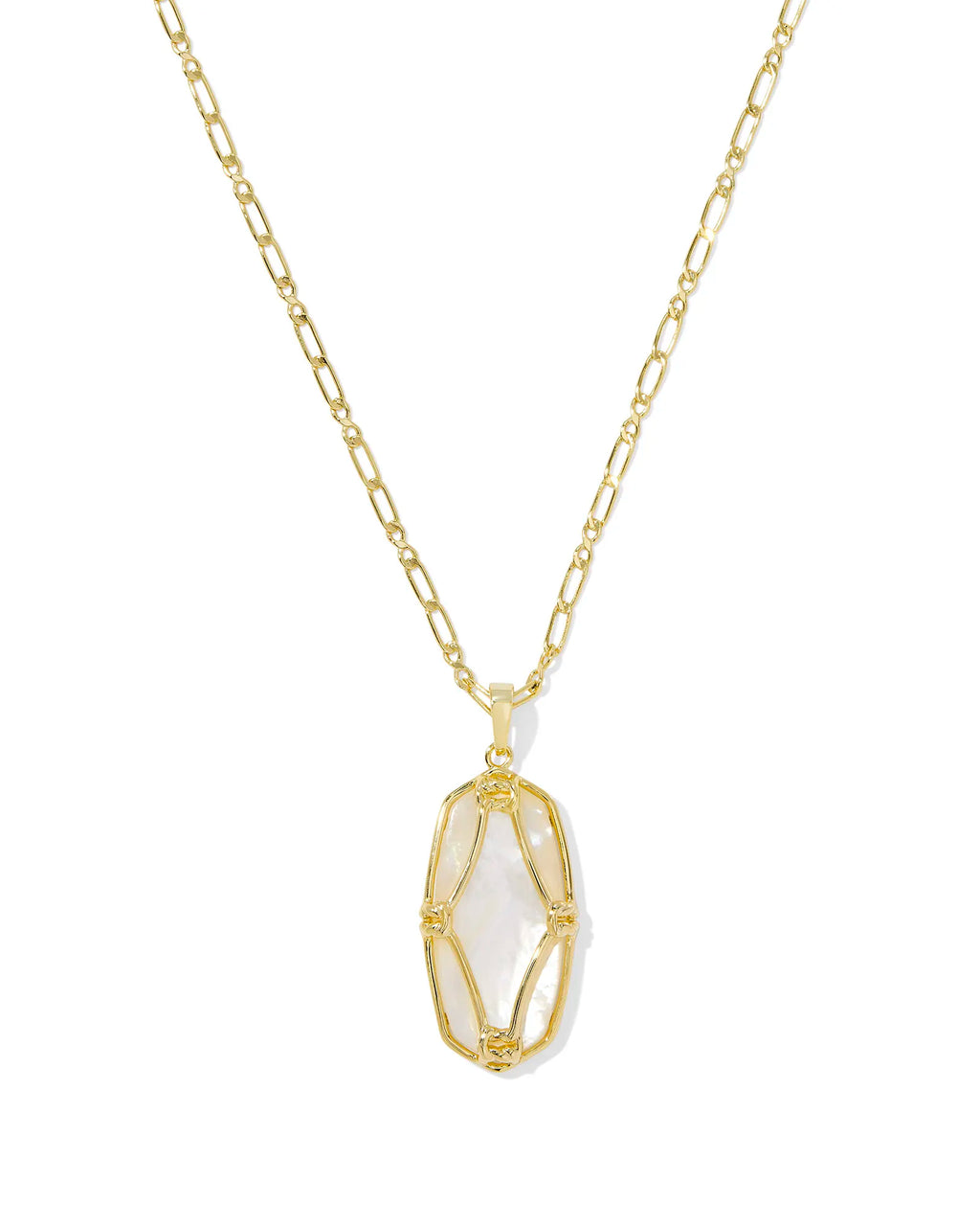 KS Elle Lattice Frame Large Long Pendant Necklace