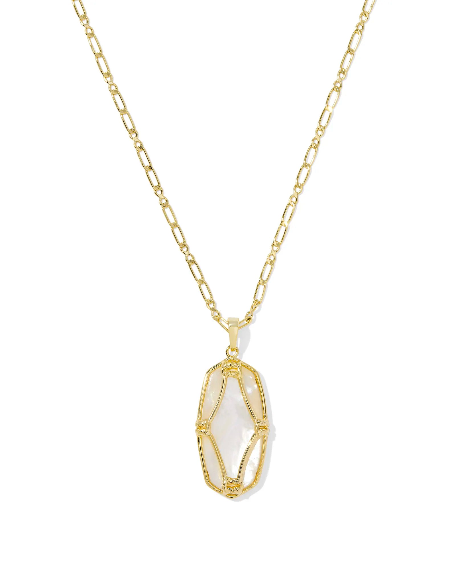 KS Elle Lattice Frame Large Long Pendant Necklace