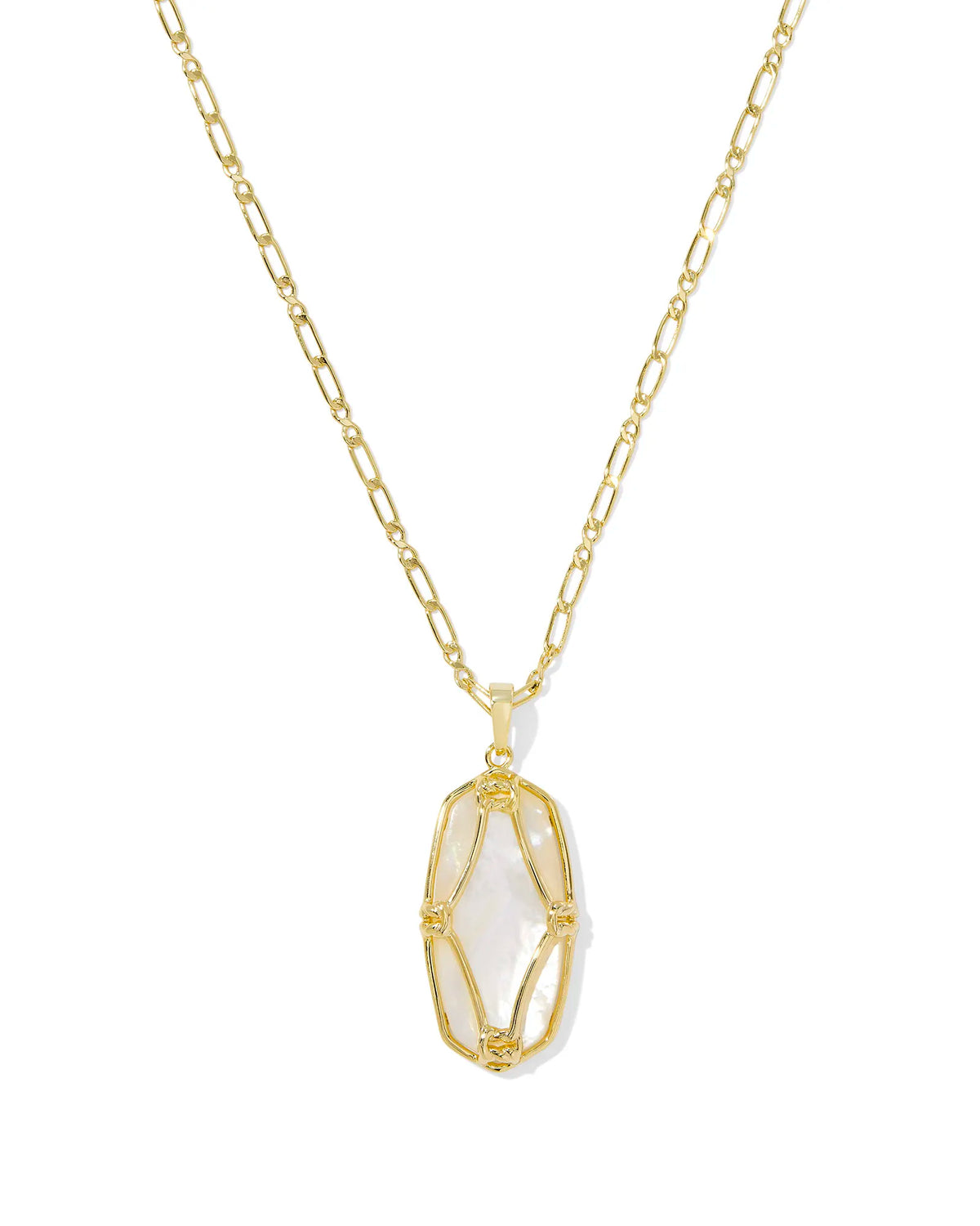 KS Elle Lattice Frame Large Long Pendant Necklace