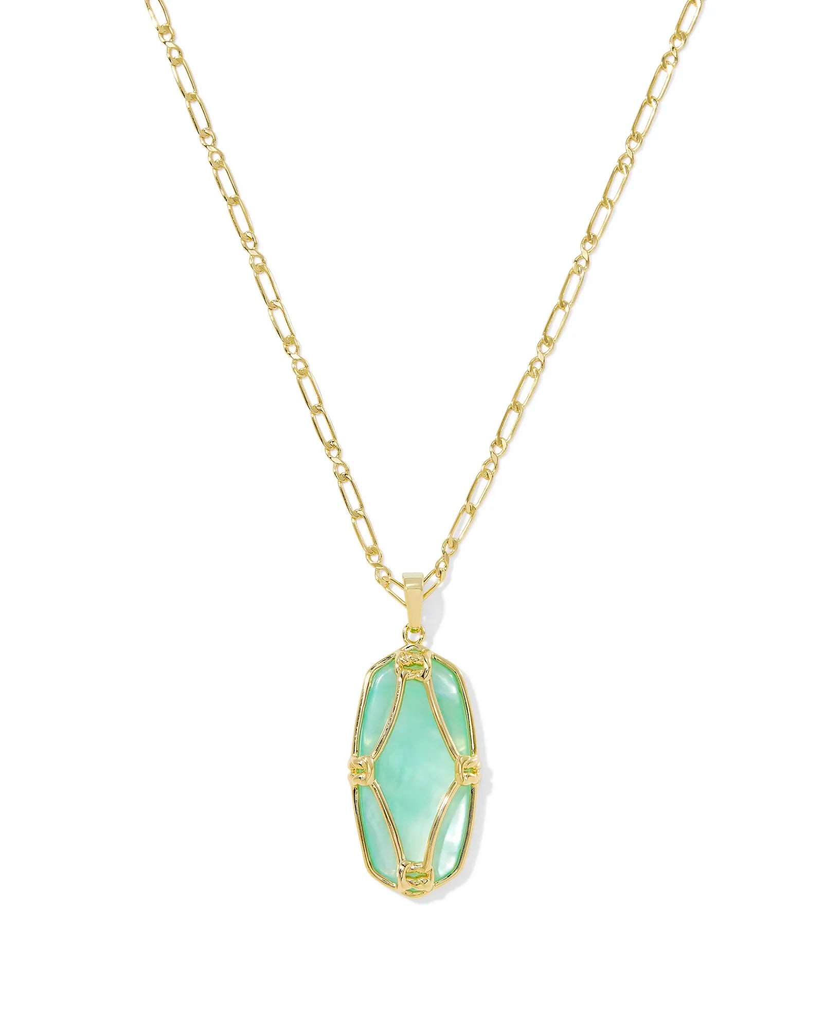 KS Elle Lattice Frame Large Long Pendant Necklace