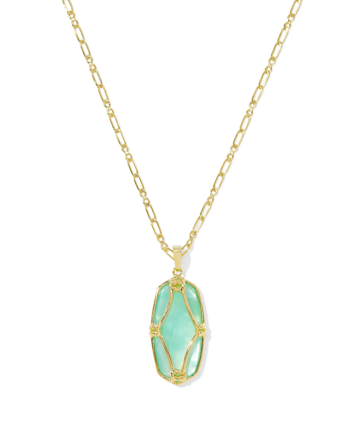 KS Elle Lattice Frame Large Long Pendant Necklace