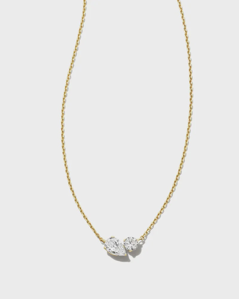 KS 14k Lab Grown White Diamond Toi Et Moi Small Pendant Necklace