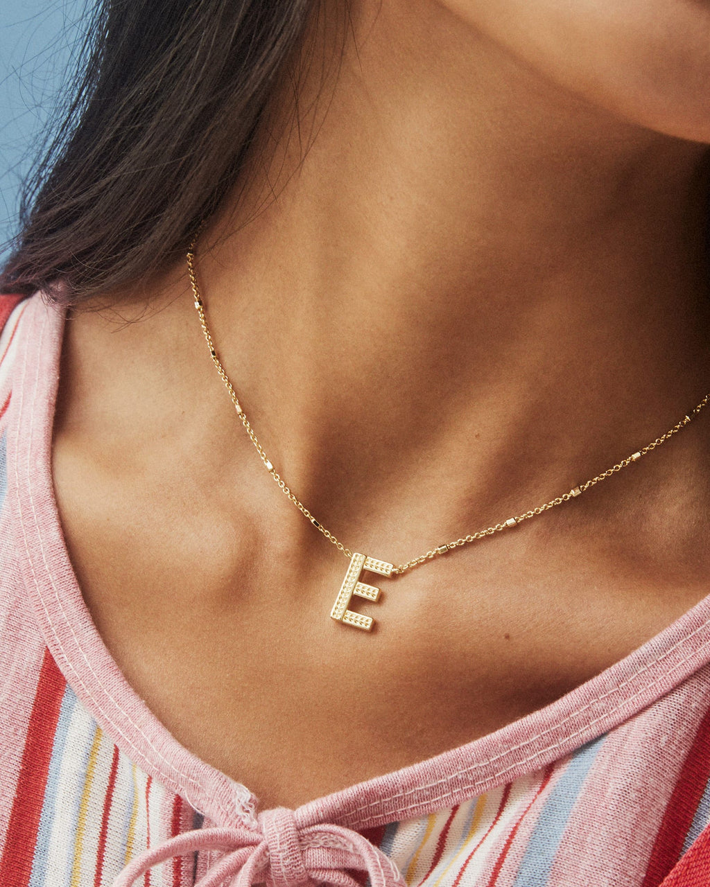 KS Letter E Pendant Necklace