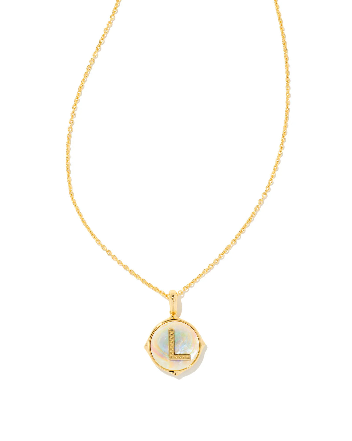 KS Letter L Disc Pendant Necklace