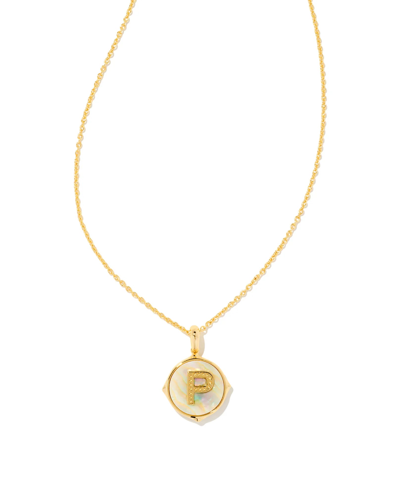 KS Letter P Disc Pendant Necklace