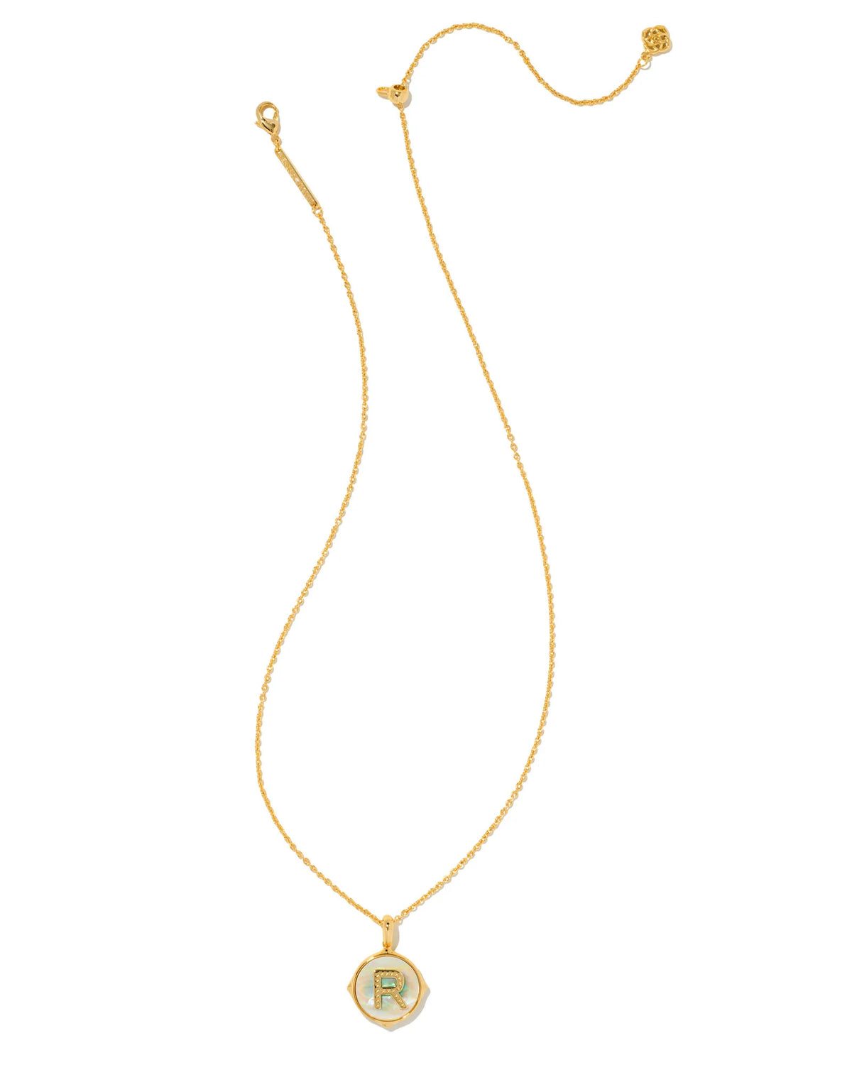 KS Letter R Disc Pendant Necklace