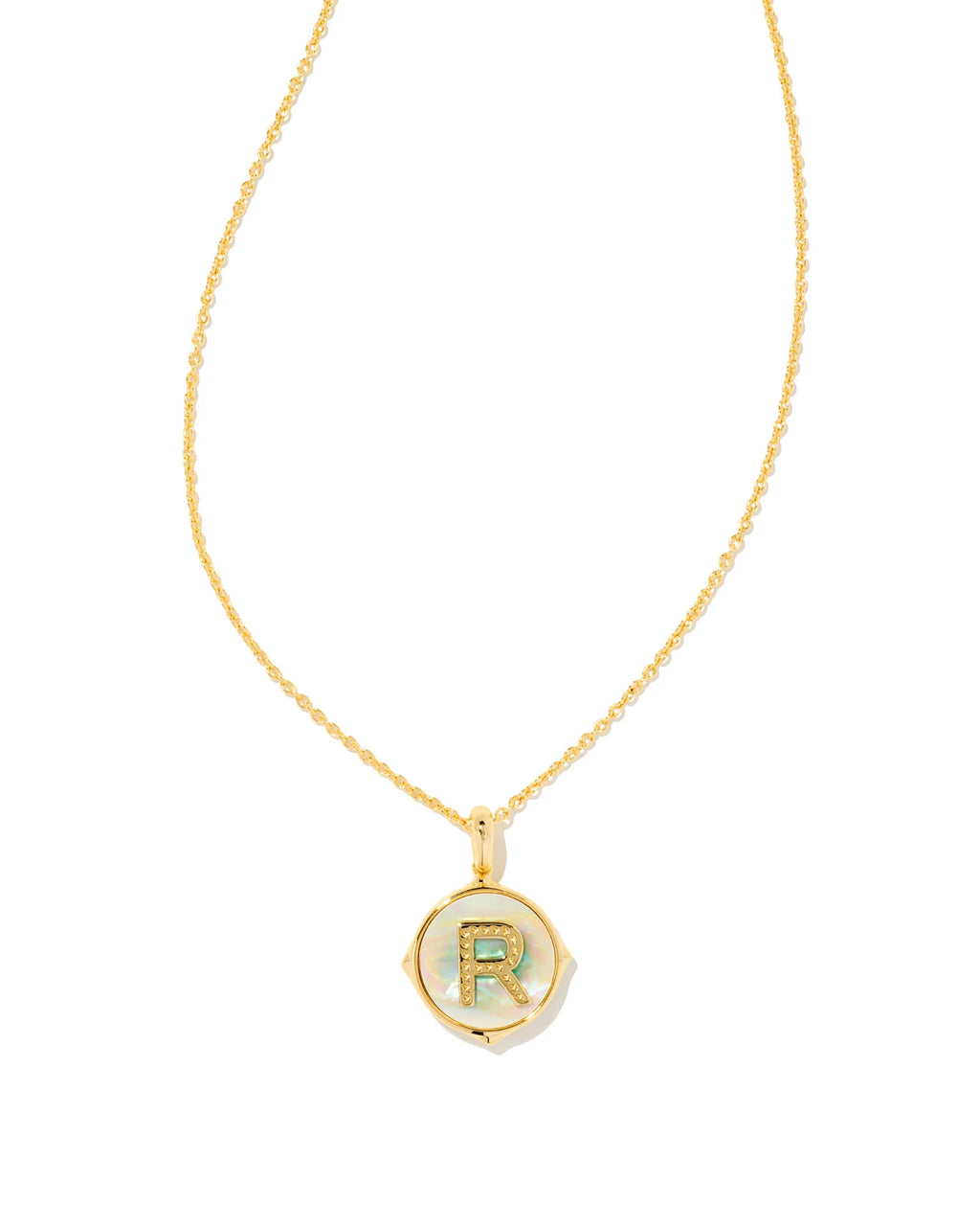 KS Letter R Disc Pendant Necklace