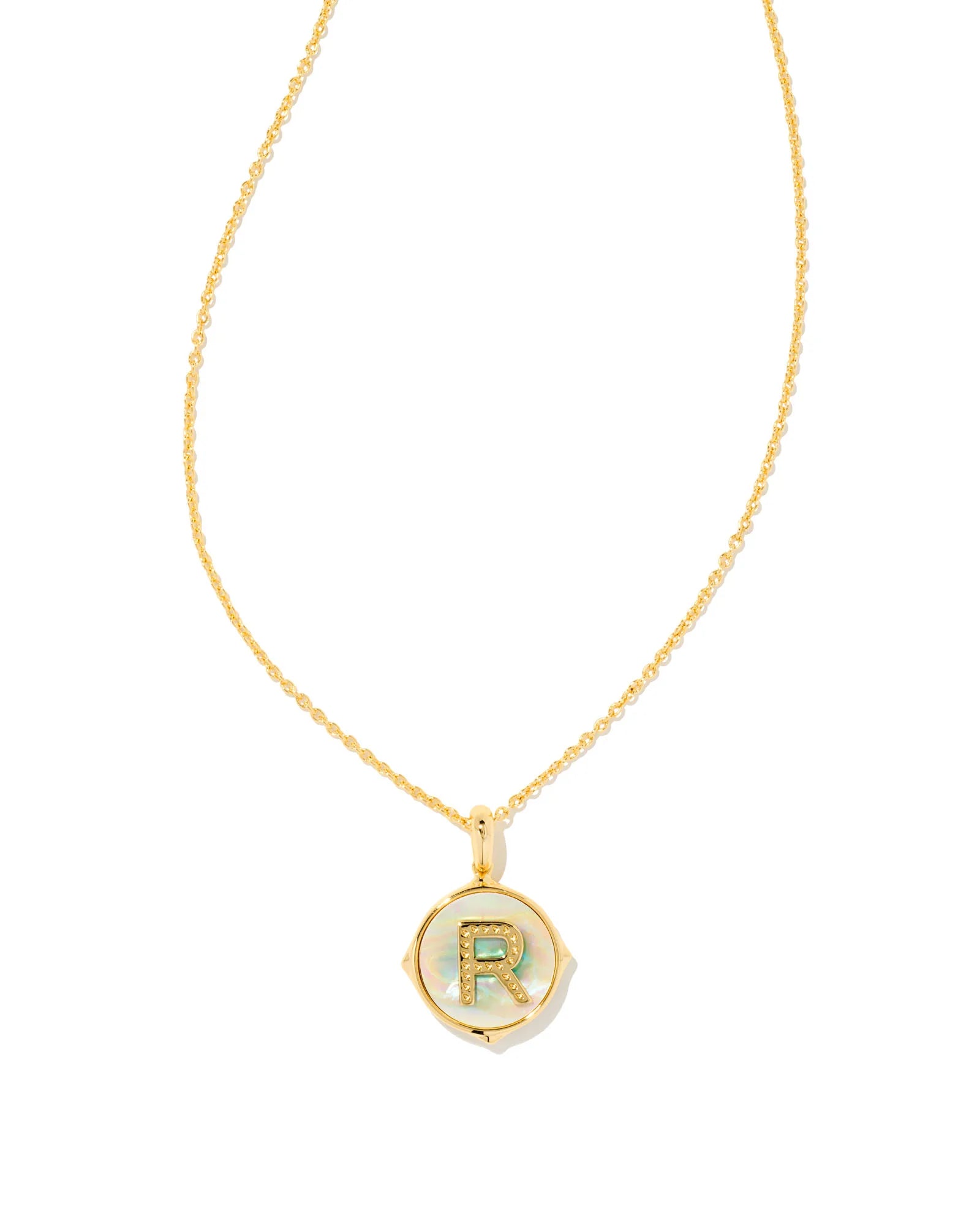 KS Letter R Disc Pendant Necklace