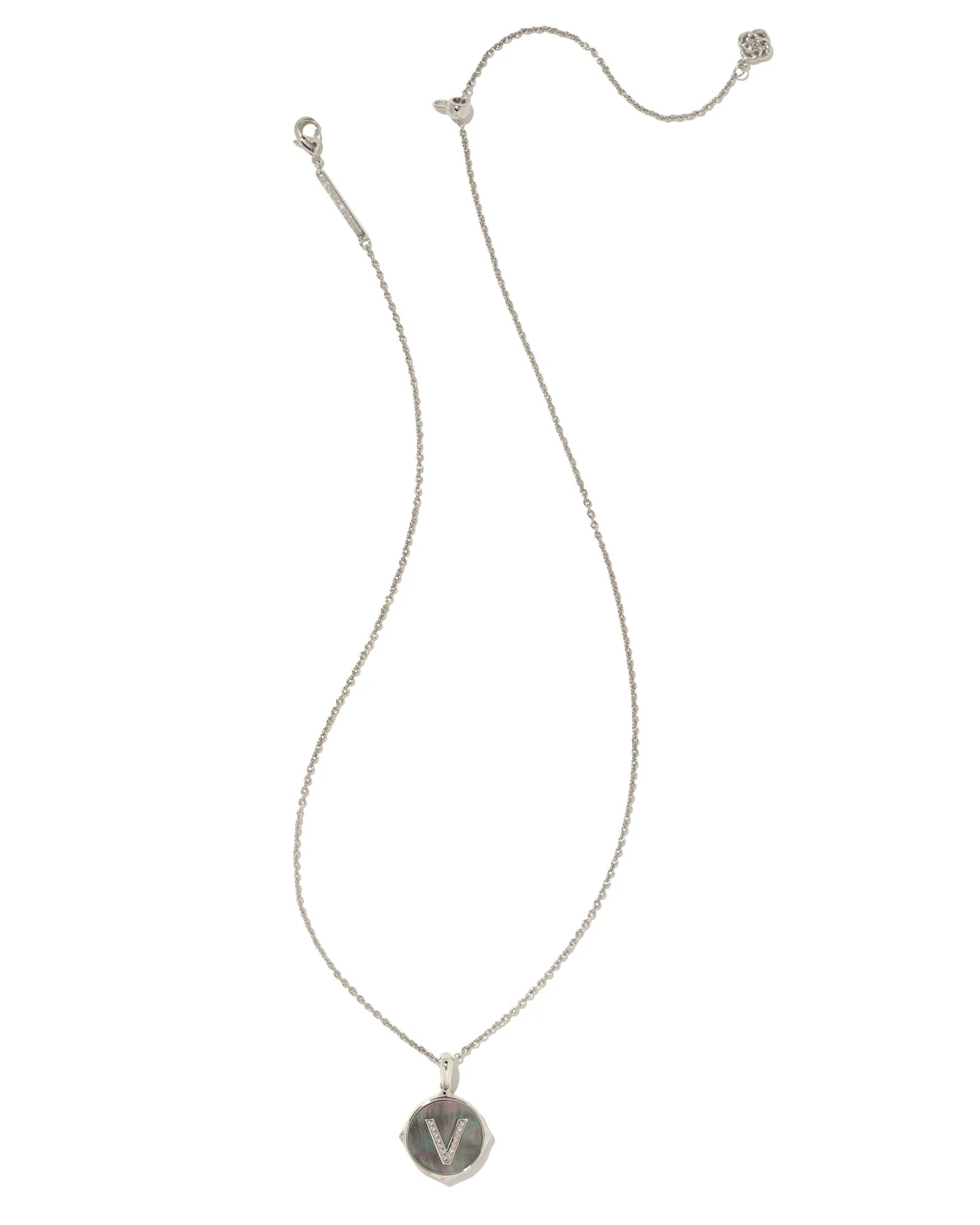 KS Letter V Disc Pendant Necklace