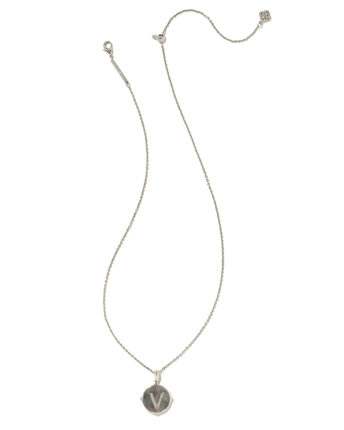 KS Letter V Disc Pendant Necklace