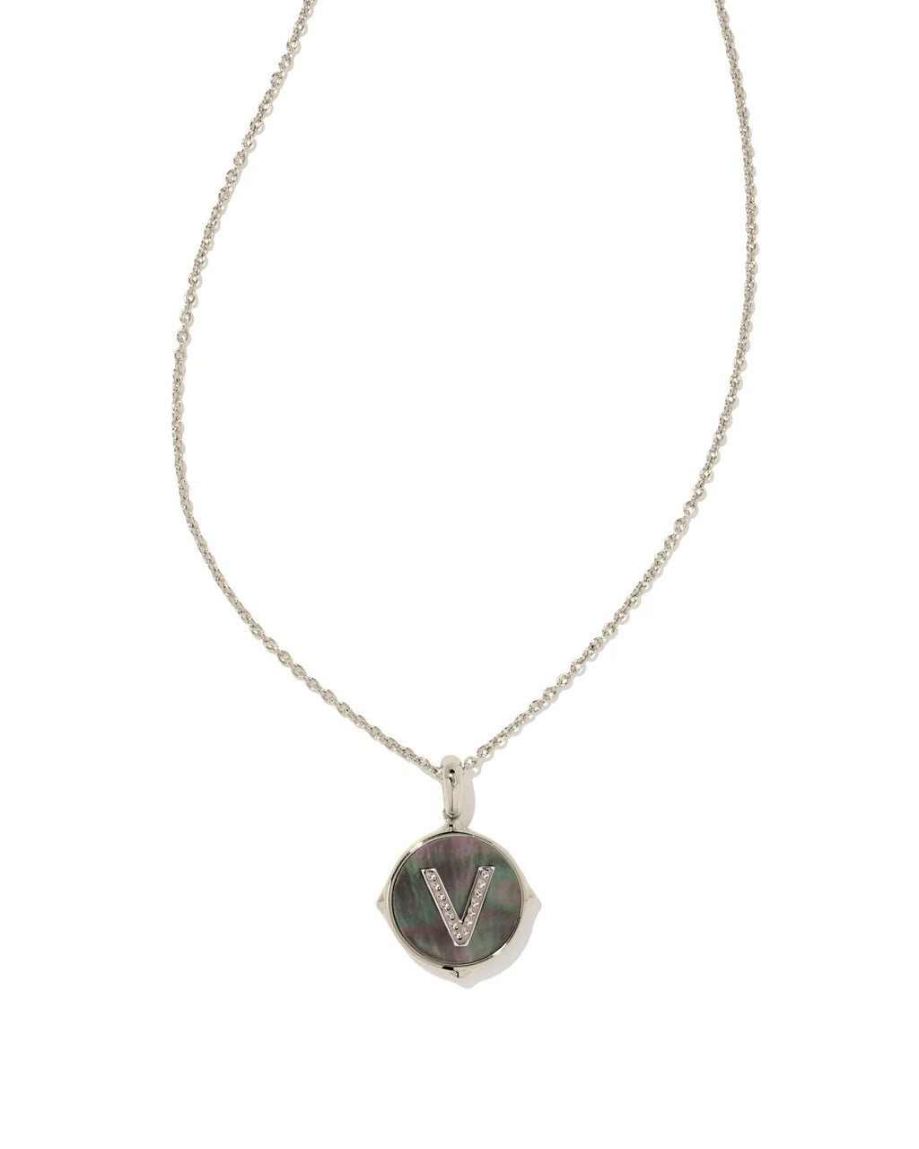 KS Letter V Disc Pendant Necklace