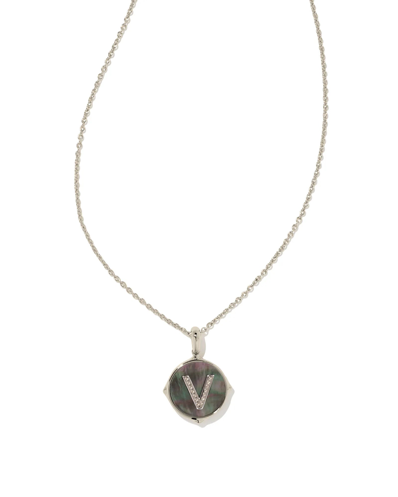 KS Letter V Disc Pendant Necklace