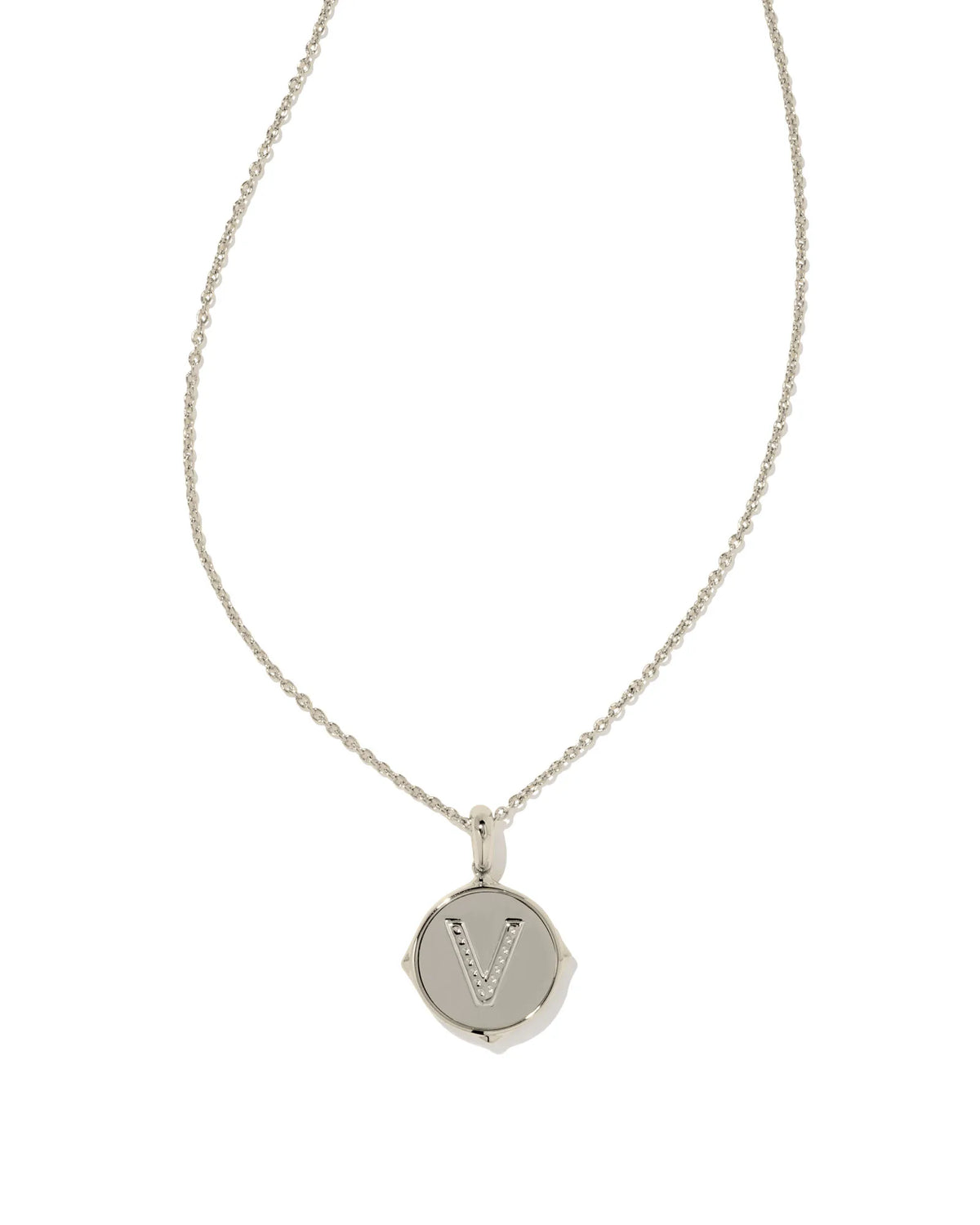 KS Letter V Disc Pendant Necklace