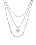 KS Medallion Coin Triple Strand Necklace