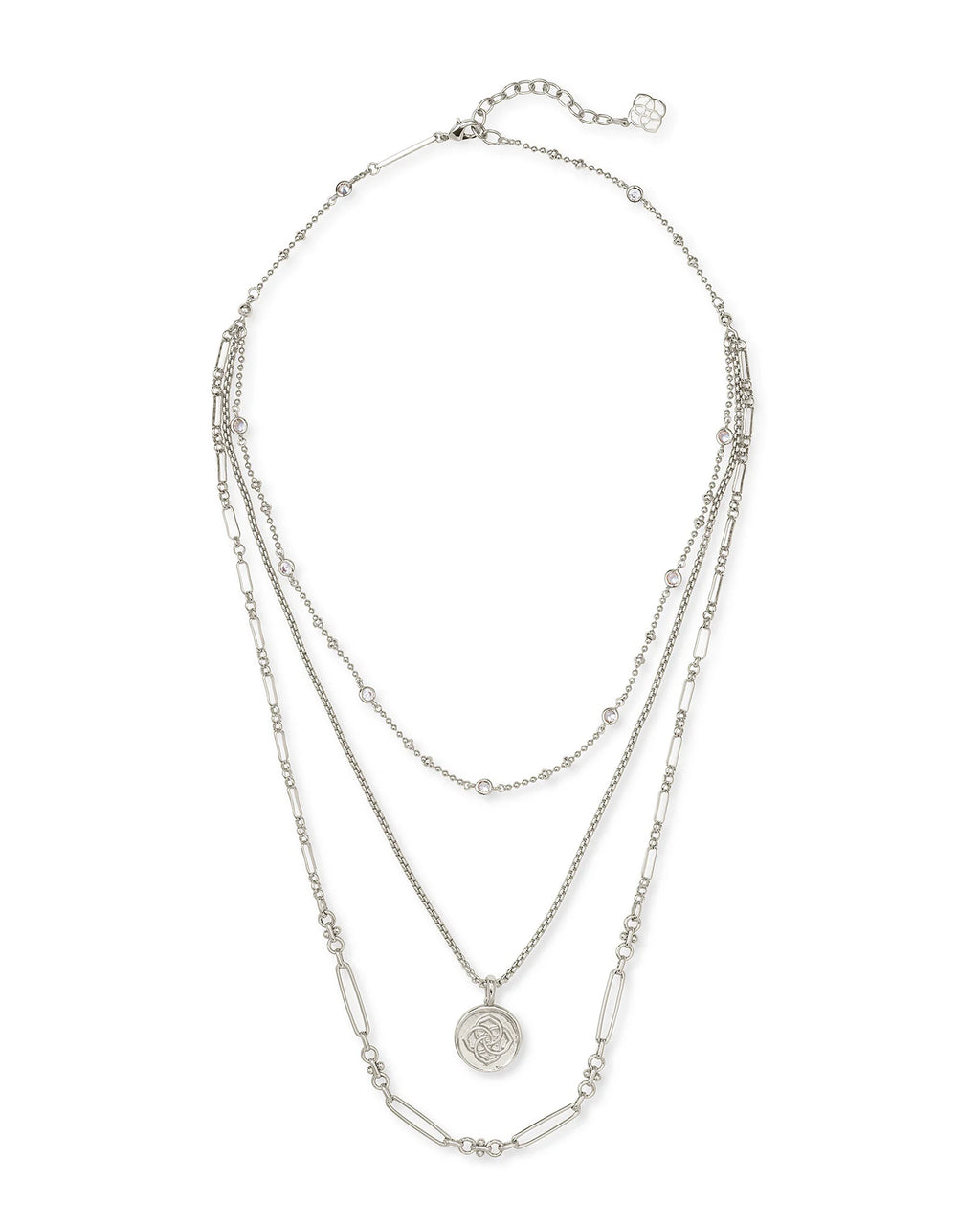 KS Medallion Coin Triple Strand Necklace