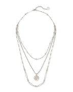 KS Medallion Coin Triple Strand Necklace