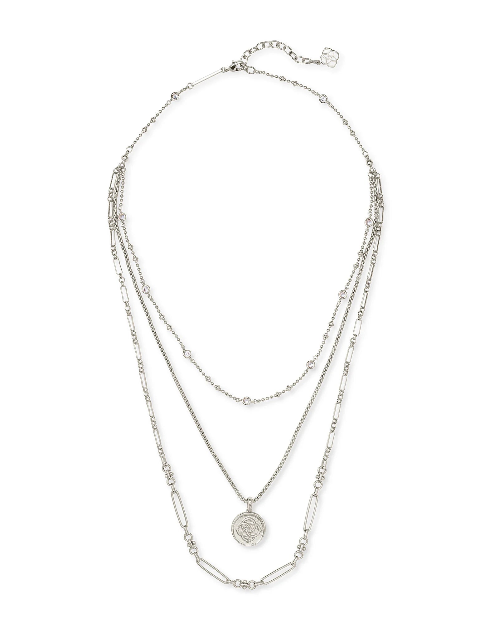 KS Medallion Coin Triple Strand Necklace