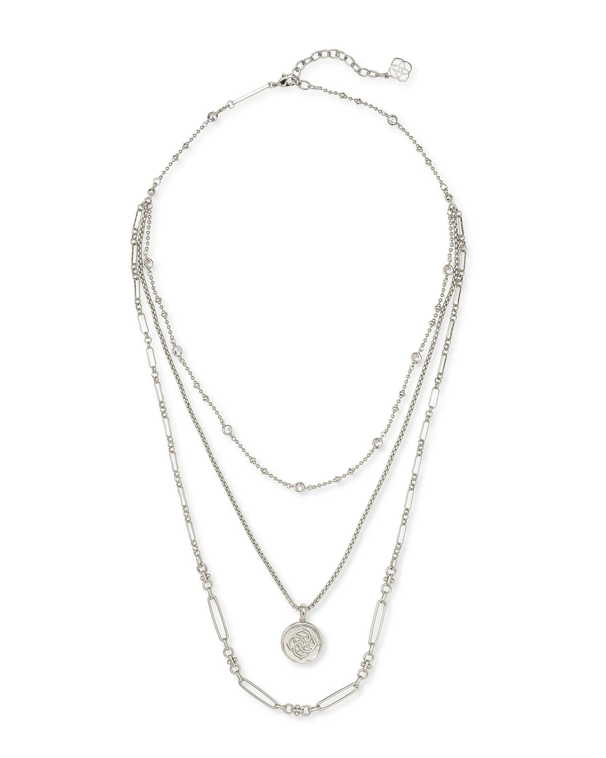 KS Medallion Coin Triple Strand Necklace