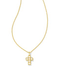KS Pearl Cross Short Pendant Necklace