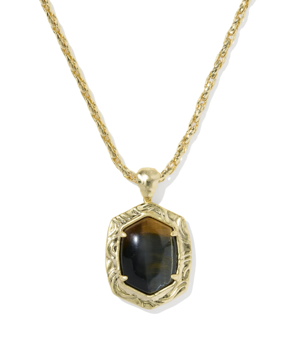 KS Tiger Striped Daphne Small Long Pendant Necklace