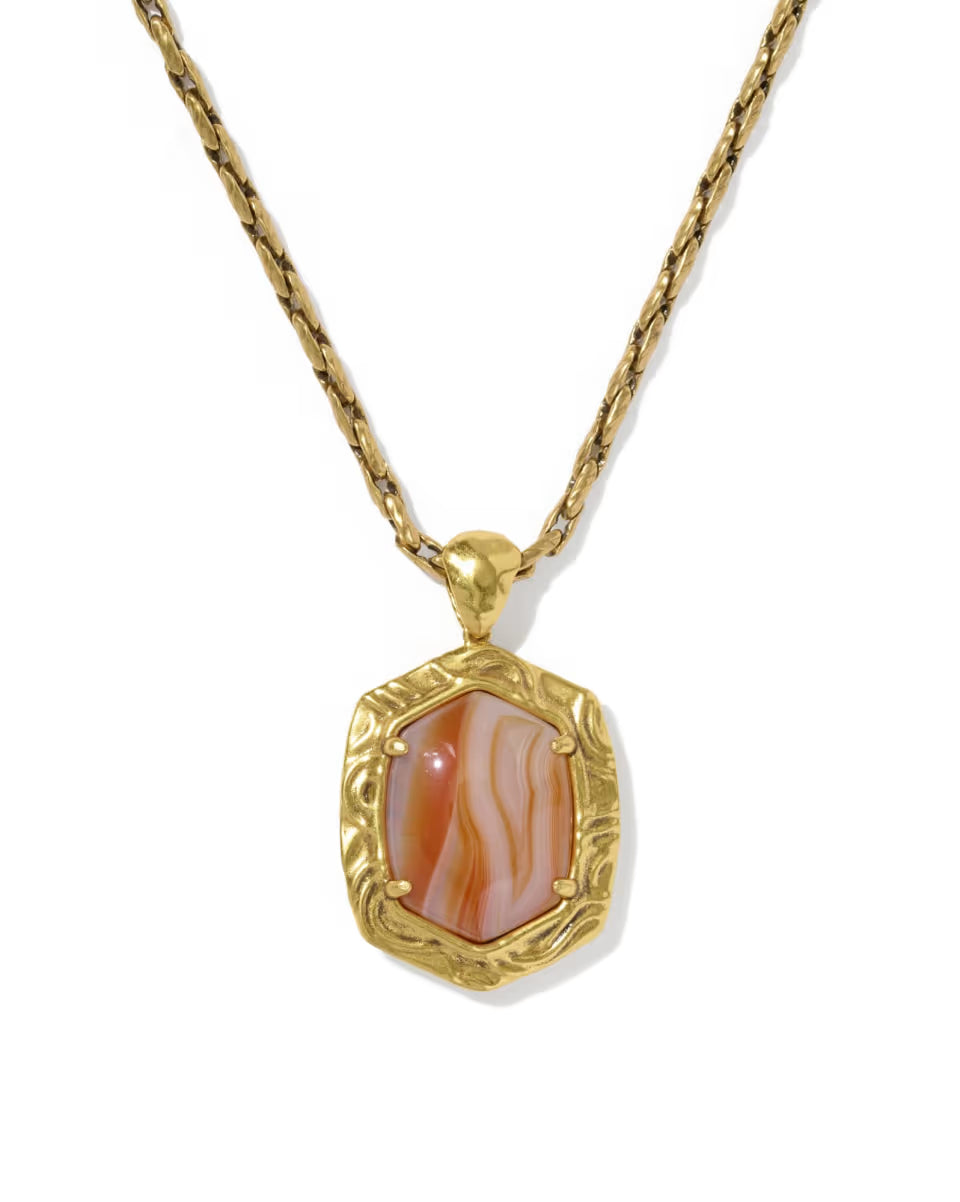 KS Tiger Striped Daphne Small Long Pendant Necklace