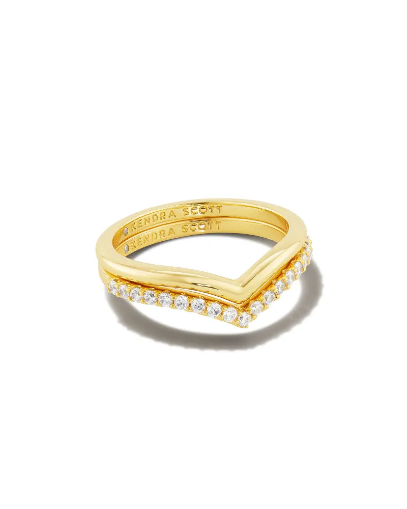 KS Wishbone Crystal Ring Set