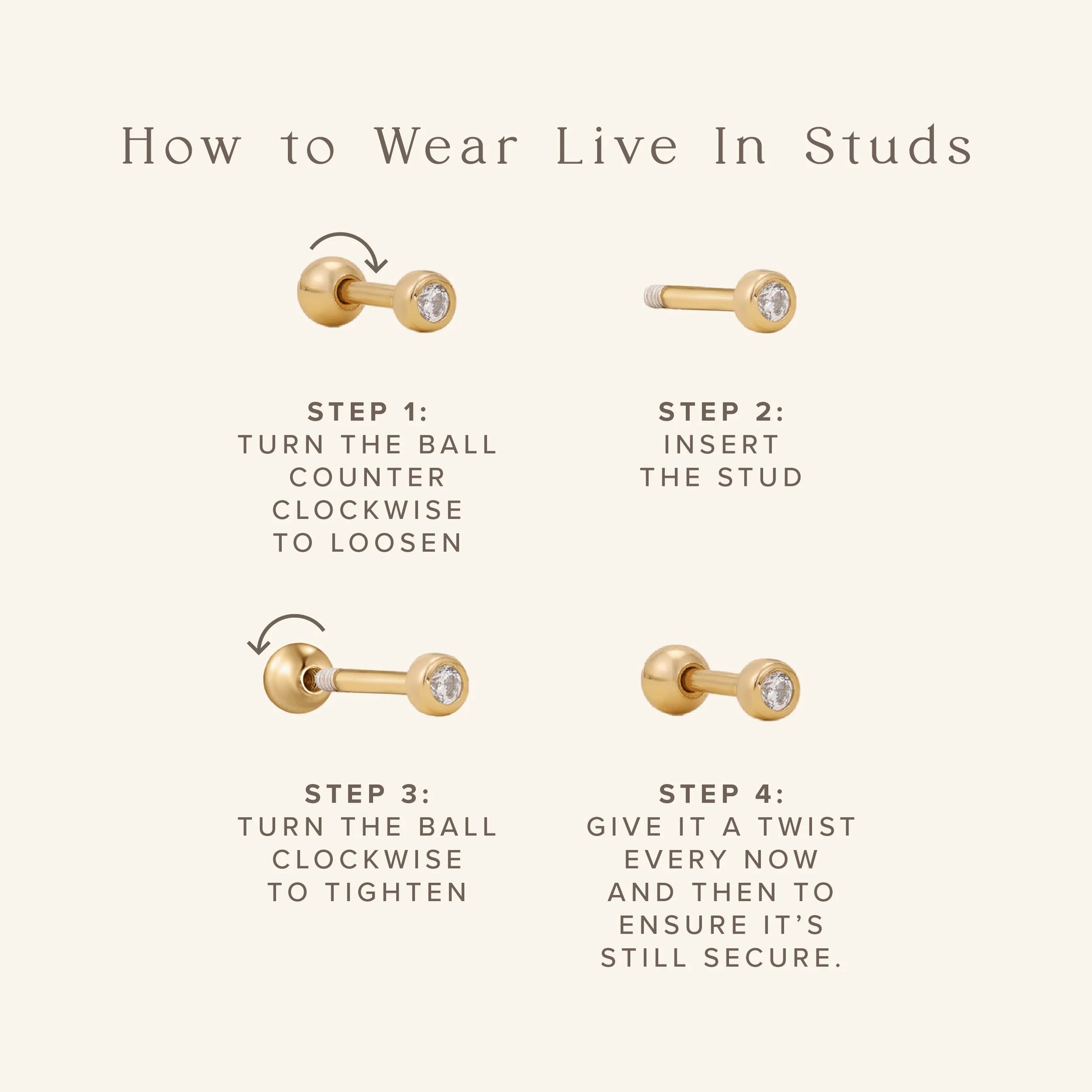 MBM 2.5mm Bead Live-In Stud Earrings