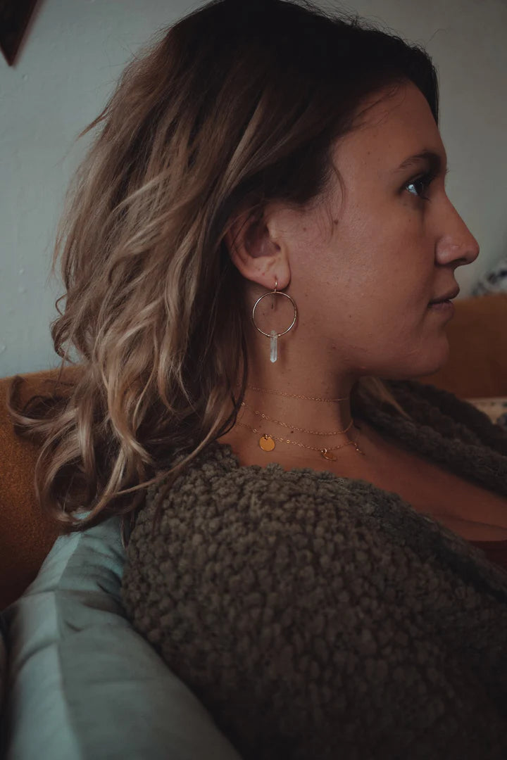 TOA Mini Crystal Quartz Hoops